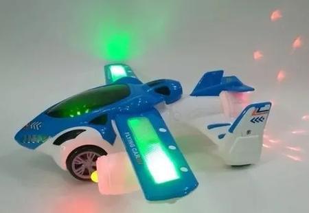 Avião De Brinquedo Musical Gira 360 Bate E Volta Com Som Luz