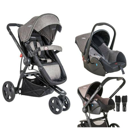 Imagem de Carrinho Travel System Compass III Mescla Grafite + Bebê Conforto Casulo + Base - Kiddo