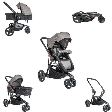 Imagem de Carrinho Travel System Compass III Mescla Grafite + Bebê Conforto Casulo + Base - Kiddo