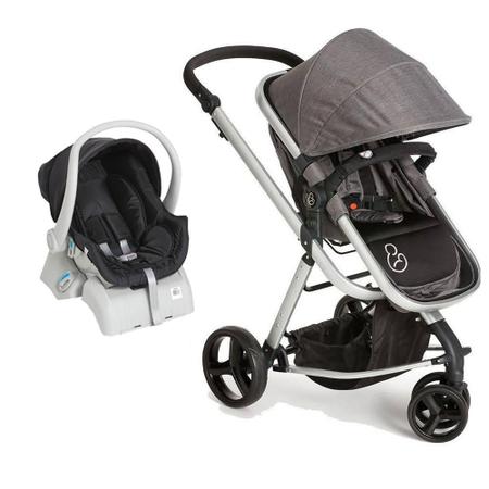 Imagem de Carrinho Travel System Tessy Moisés Cinza 1045CZ Galzerano 3 rodas + Cocoon + Base