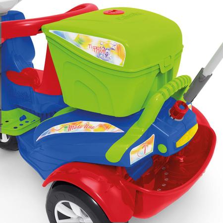 Moto Uno Calesita Triciclo Infantil 2 Em 1 Pedal e Passeio c/ Som Luz  Motoca Tonkinha Carrinho 1035