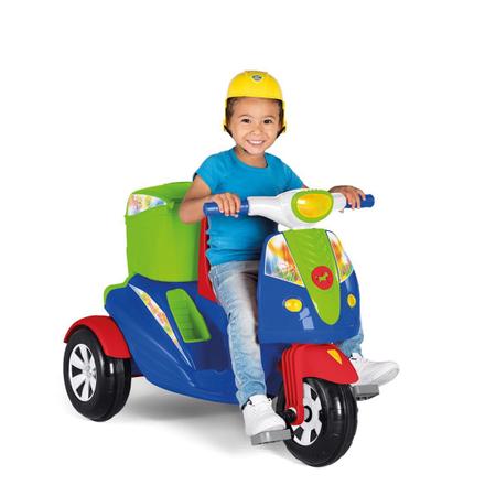 Triciclo de Passeio e Pedal para Bebe Calesita Moto Uno Rosa - Maçã Verde  Baby