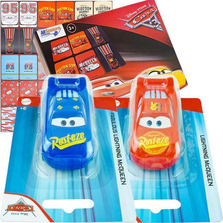 Carrinhos Mcqueen Mattel + Jogo da Memória Carros Disney - Mattel