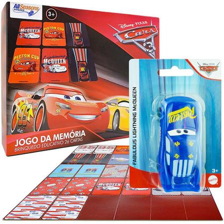 Carrinhos Mcqueen Mattel + Jogo da Memória Carros Disney - Mattel