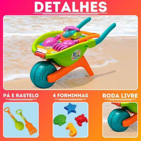 Imagem de Carriola Brinquedo Infantil De Praia Com Rastelo Pá Usual