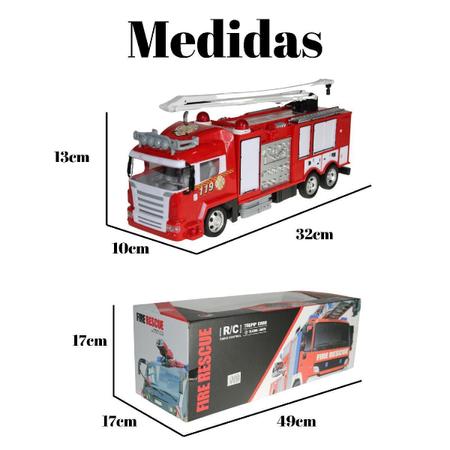 Imagem de Carro Caminhão Bombeiro Controle Remoto Som Luz Recarregavel