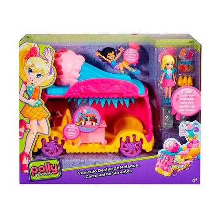 Carro Carnaval de Sorvete Polly Pocket DVJ67 Mattel - Bonecas