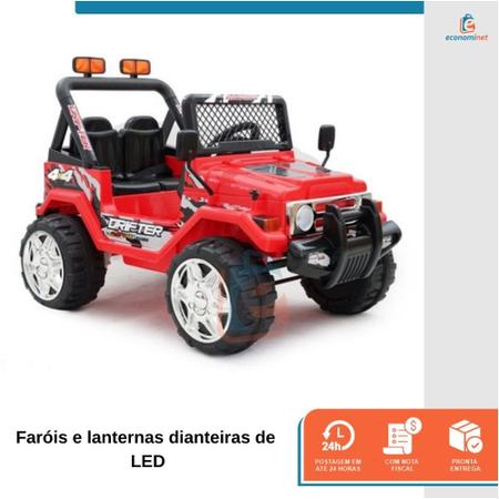 Carro Elétrico Infantil Jipe Power Vermelho 12V com 2 Lugares e