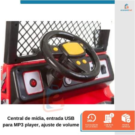 Carro Elétrico Infantil Jipe Power Vermelho 12V com 2 Lugares e