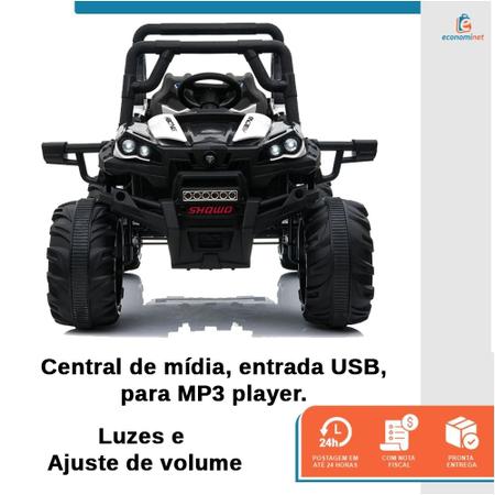 Imagem de Carro Carrinho Elétrico Infantil Motorizado Criança Mini Jipe UTV Bateria 12v Bivolt Buggy 2 Lugares com Controle Remoto MP3 USB dia das Crianças