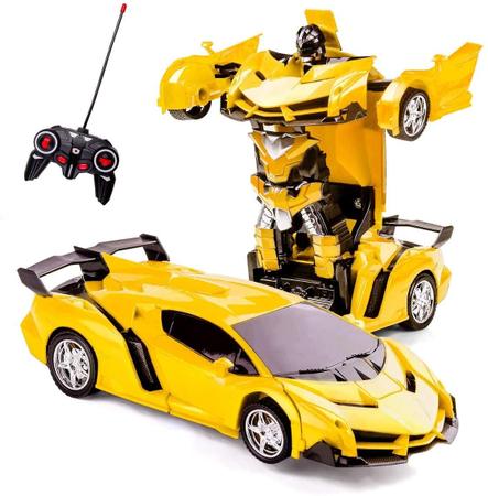 Imagem de Carro com Controle Remoto e se transforma em Robô - Amarelo - KRC