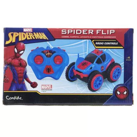 Carrinho Controle Remoto Carro Homem Aranha Brinquedo Flip