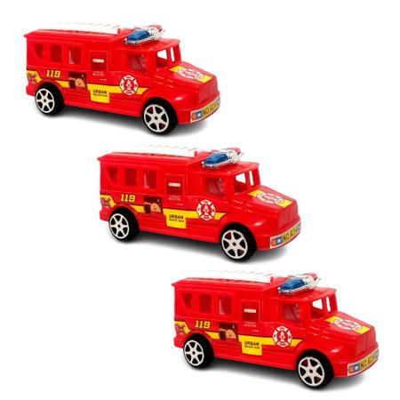 BBR Toys KIt caminhão de brinquedo infantil para criança a fricção  Plataforma e Bombeiro BBR