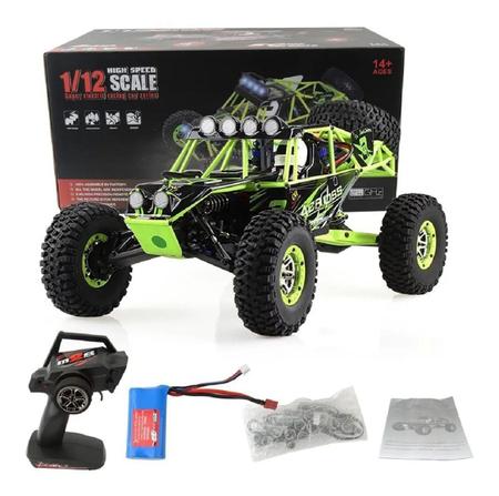 Carrinho de Controle Remoto 12428 Wltoys Off-road 4x4 C/Led Rock