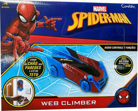 Carro Web Control Marvel Homem Aranha com Luz - Candide - DiverMais