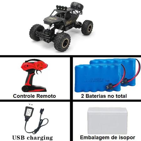 Carrinho Controle Remoto 4x4 Monster Truck Rock Crawler + bateria extra off  road