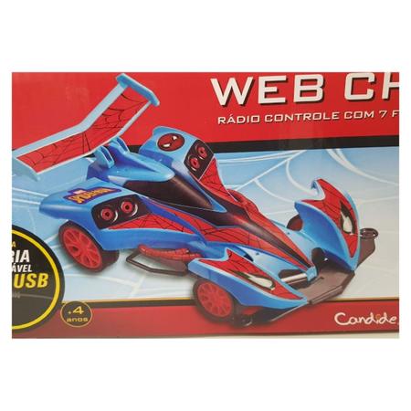 Carro de Controle Remoto Web Climber, Spider Man, 7 Funções, Candide