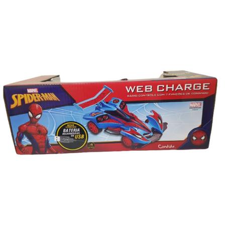 Carro Controle Remoto Spider man web Charge Candide 5820