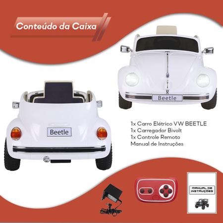 Imagem de Carro Elétrico Beetle 12V Branco Menino Menina Suporta 30kg