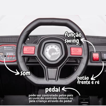 Imagem de Carro Elétrico Bug Utv 12V Infantil Quadriciclo Controle Bluetooth Usb Azul Brinqway Bw-278 Som Luz