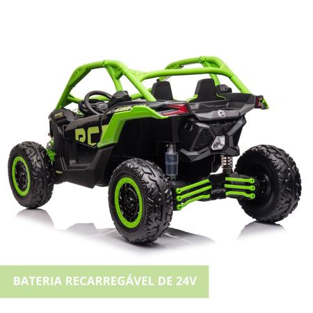 Imagem de Carro Elétrico Infantil Com Controle Criança Até 50Kg 2 Assentos 3-8km/h Musica Luz Som 24v MP3 USB Suspensão Maverick