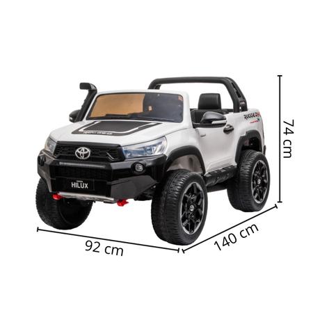 Imagem de Carro Elétrico Infantil Com Controle Criança Até 50Kg 2 Assentos Luz e Musica USB Bluetooth Bateria 24v Toyota Hilux