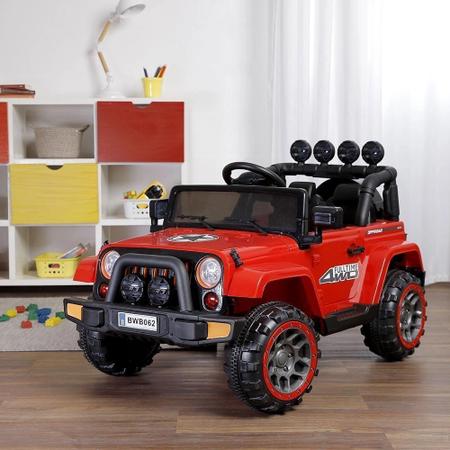 Carro Elétrico Infantil Jipe Power Vermelho 12V com 2 Lugares e