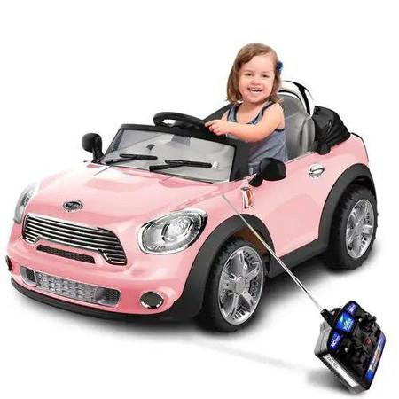 Imagem de Carro Elétrico Infantil Mini Cooper Conversível Rosa 6V - BelFix