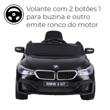 Mini Carro Elétrico Infantil 12V BMW 6 GT Controle Remoto Criança Brinqway  Bw-178Br Branca