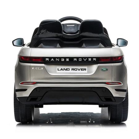 Imagem de Carro eletrico land rover evoque pneu borracha e mp4 12v prata - importway