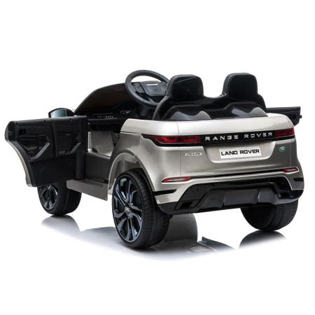 Imagem de Carro eletrico land rover evoque pneu borracha e mp4 12v prata - importway