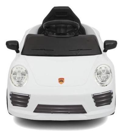 Imagem de Carro Elétrico Motorizado Mini Porsche Luxo Branco Com Som