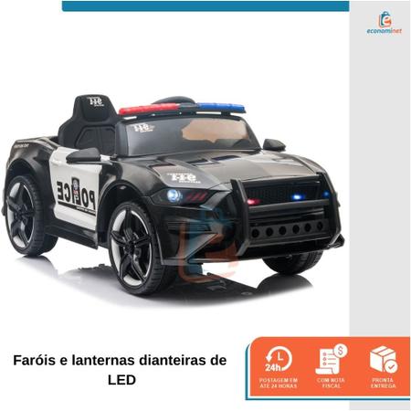 Carro Elétrico de Policia Infantil 12V Recarregável com 3 Velocidades, e,  ENYOPRO, Preto - Dular