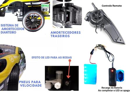 Carrinho de Controle Remoto Para Drift Profissional Elétrico