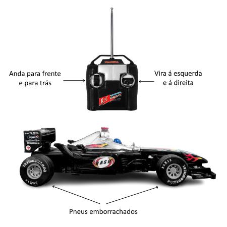 Imagem de Carro F1 de Controle Remoto sem Fio Brinquedo Infantil Preto