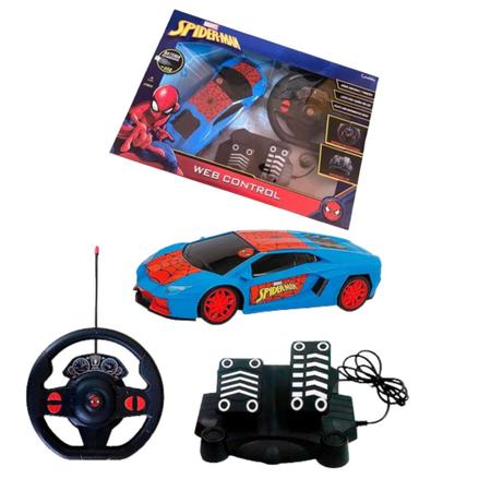 Carro De Controle Remoto Volante E Pedal Candide Homem Aranha