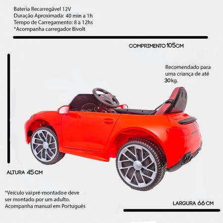 Imagem de Carro Infantil Eletrico Vermelho Carrinho Motorizado 12V Bmw