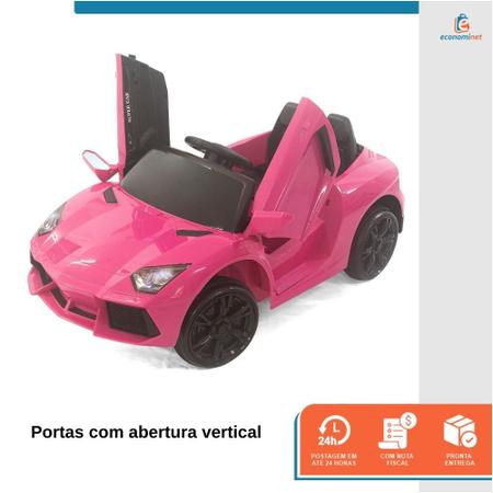 Imagem de Carro motorizado passeio elétrico automático com pedal controle remoto para criança 6v mp3 micro sd bluetooth controle de volume faróis a bateria Rosa