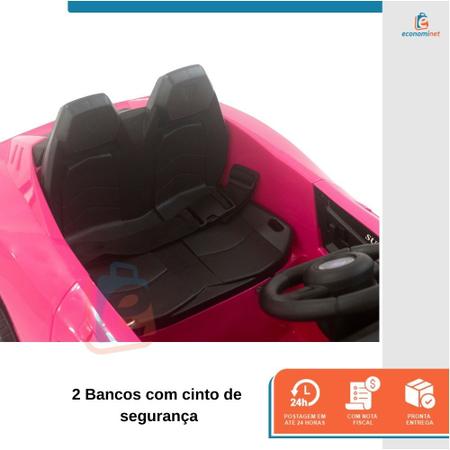 Imagem de Carro motorizado passeio elétrico automático com pedal controle remoto para criança 6v mp3 micro sd bluetooth controle de volume faróis a bateria Rosa