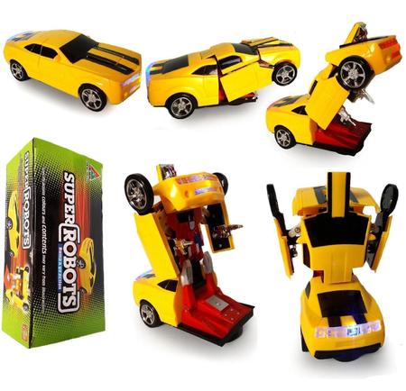 Carro Vira Robo Som Luz Carrinho Brinquedo Menino Camaro - Aytoys Imagem de Carro Vira Robo Som Luz Carrinho Brinquedo Menino Camaro