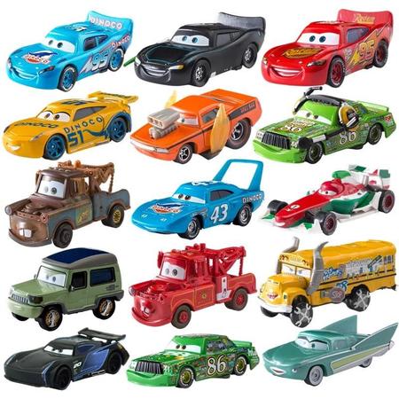 Imagem de Carros Disney Pixar - Relâmpago McQueen, Mate e Xerife - Veículos de Metal para Colecionador