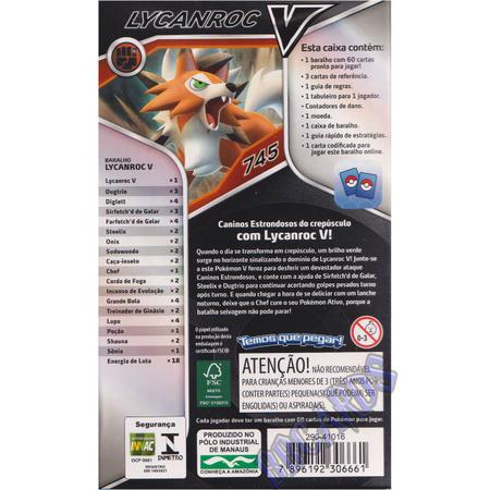 Card Game Pokémon Baralho Batalha V Lycanroc - Copag