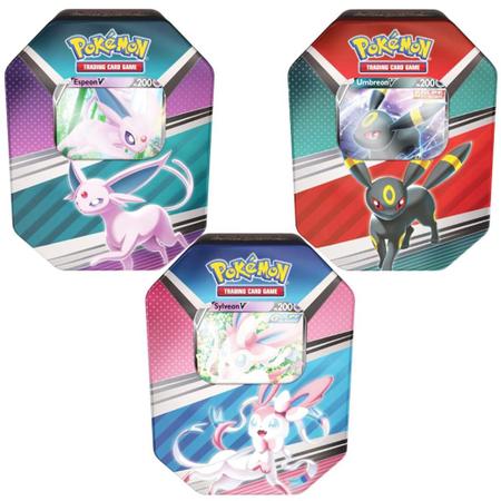 Coleção Cartas Pokemon Evoluções de Eevee Herois V Lata 25 Cartas - Roxo