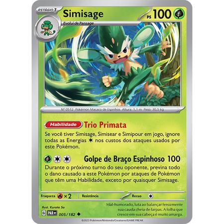 Carta Pokémon - Simisage 5/182 - Fenda Paradoxal - Copag - Deck de