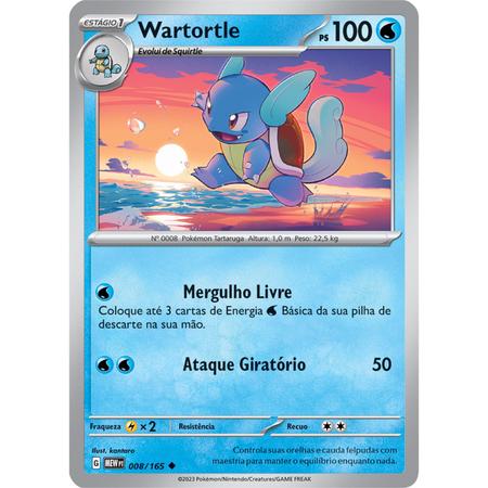 Carta Pokémon - Wartortle 8/165 - 151 - Copag - Deck de Cartas