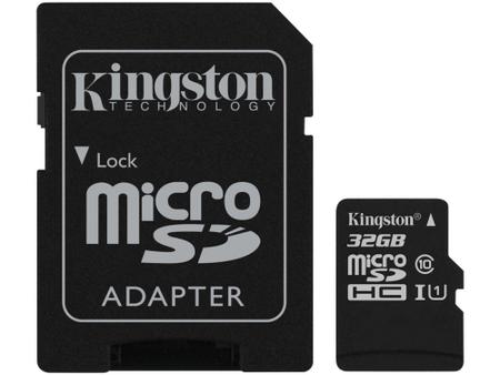 Imagem de Cartão de Memória 32GB Micro SD Kingston Classe 10 - com Adaptador Canvas Select