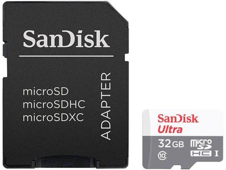 Imagem de Cartão de Memória 32GB Micro SD SanDisk 10 - com Adaptador SD Ultra
