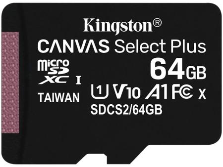 Imagem de Cartão de Memória 64GB Micro SD Kingston 10 - com Adaptador SD Canvas Select Plus SDCS2