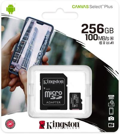 Imagem de Cartão de memória kingston micro sd 256gb 100mb/s sdcs2/256gb