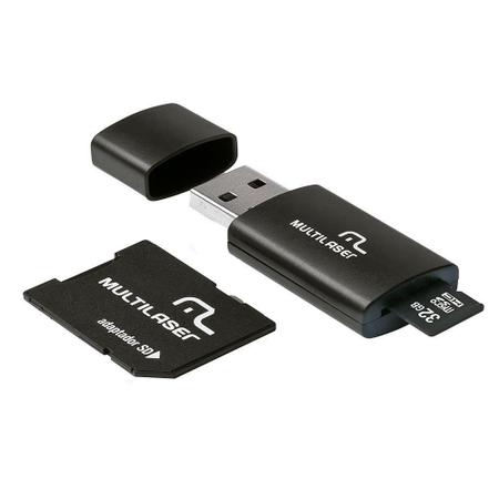 Imagem de Cartão de Memória MC113 32GB + Leitor Cartão com Adaptador Pen drive- Multilaser
